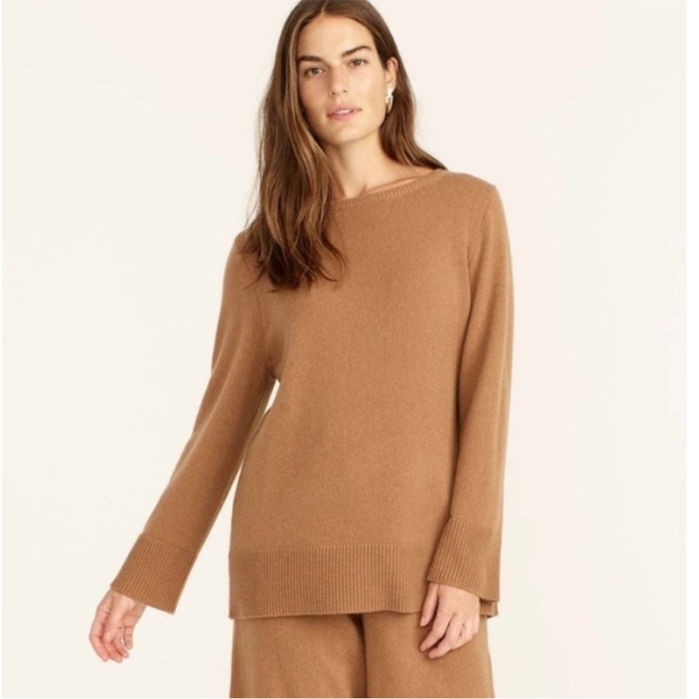 BOGO! J. Crew Wool Cashmere Oversized Crewneck Tunic Sweater Camel XS